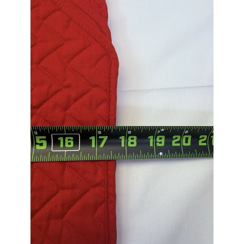 Set of 6 Red Holiday Cotton Quilted Rectangular Placemats, Solid Multipurpose